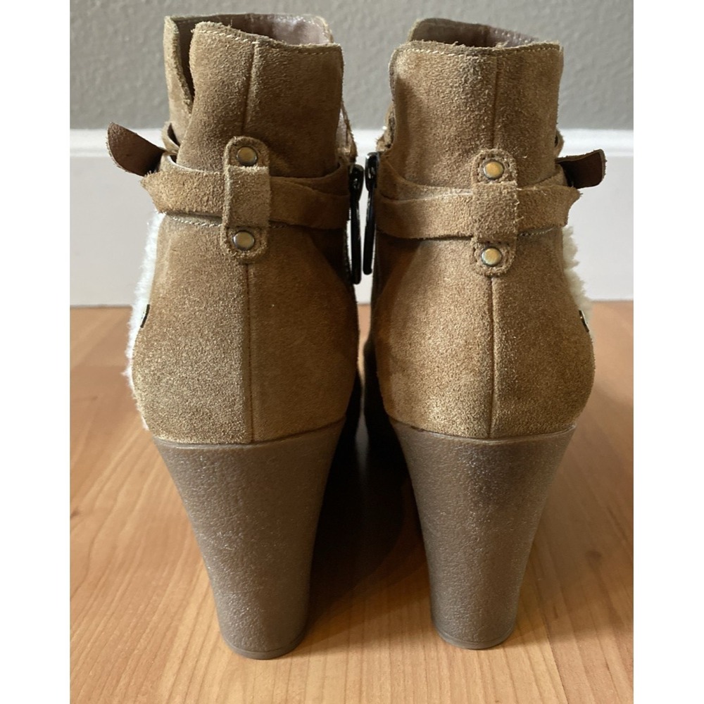 Ugg Alexandra Brown Chestnut Suede Wedge Ankle Boots Zip Booties Size 9 Sherpa - Picture 5 of 12